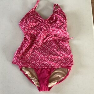 Lands' End Pink Patterned Tankini Set
